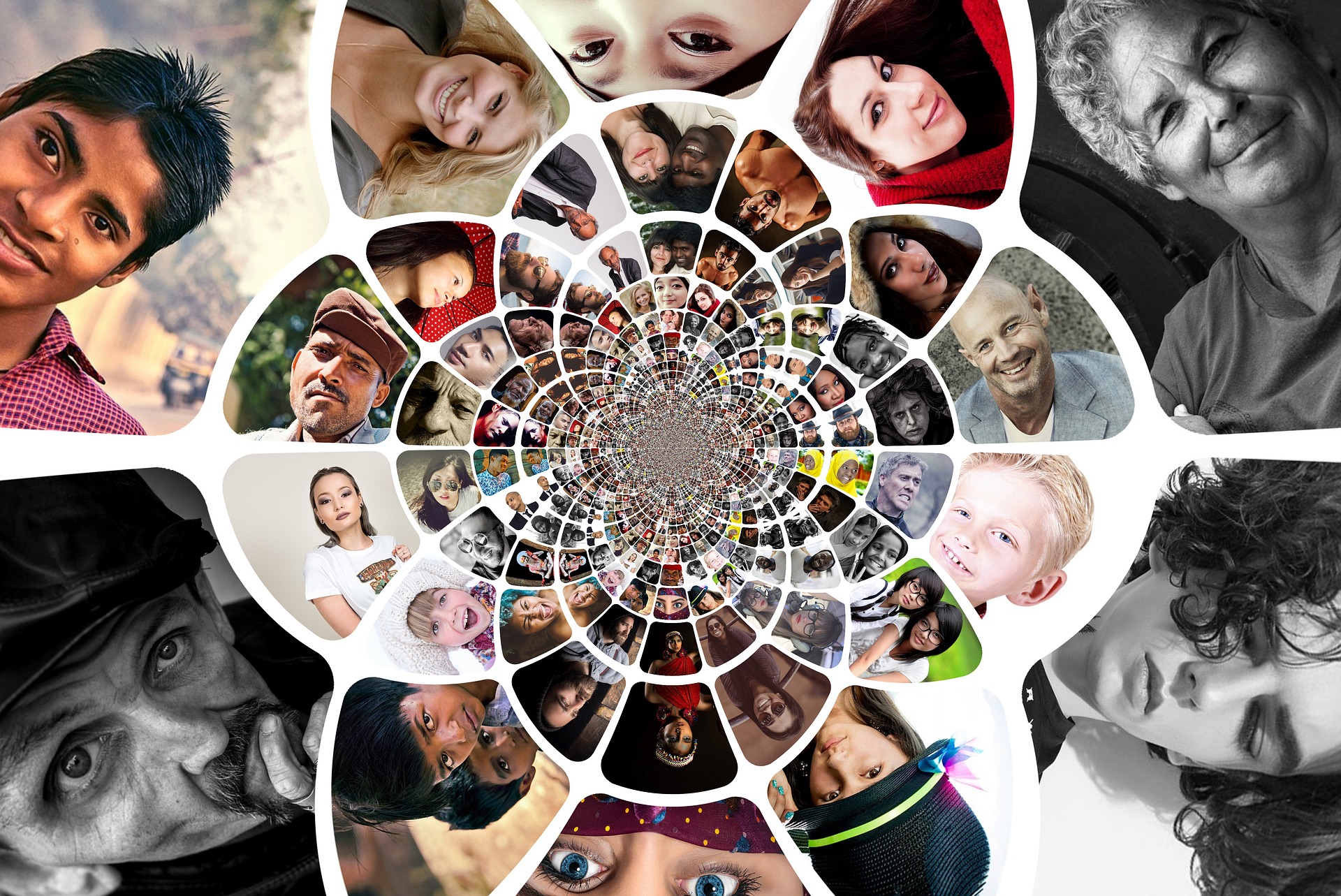 Kaleidoscope vision of images of different individuals